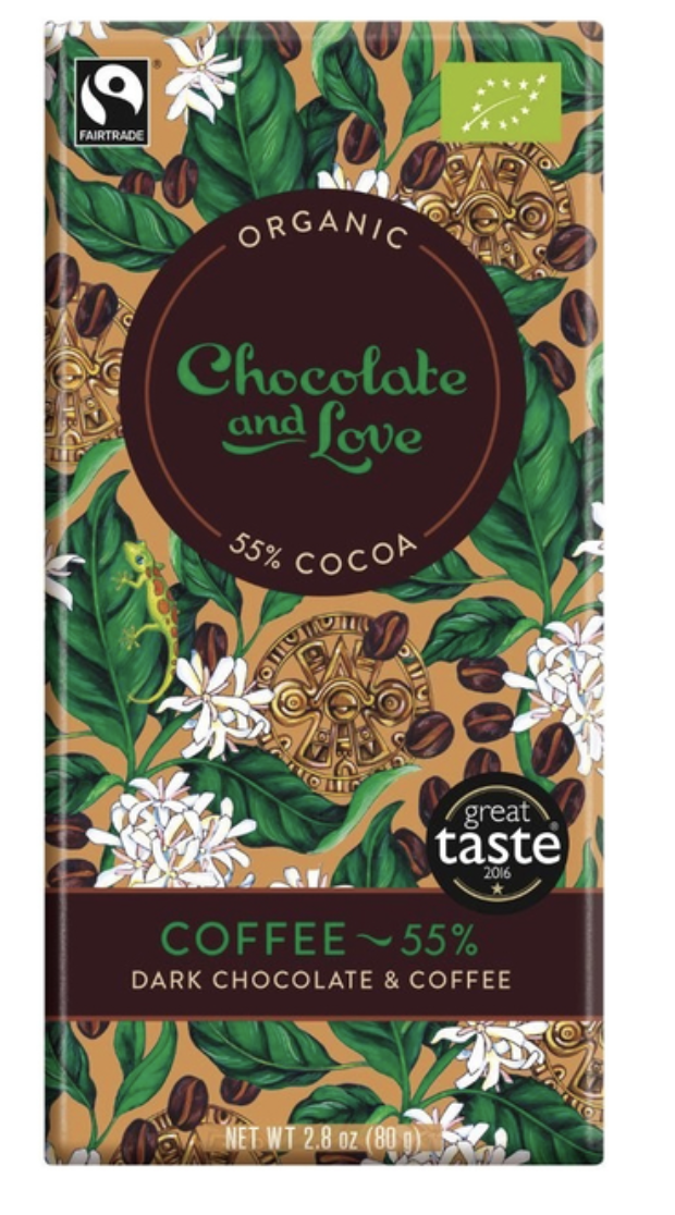 Шоколад Chocolate and Love чорний 55% органічний з кавою 80г